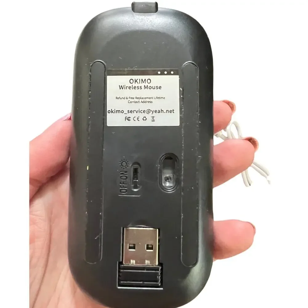 Led Bluetooth Rechargeable Black Wireless Mouse w/ Charging Cord New Open Box